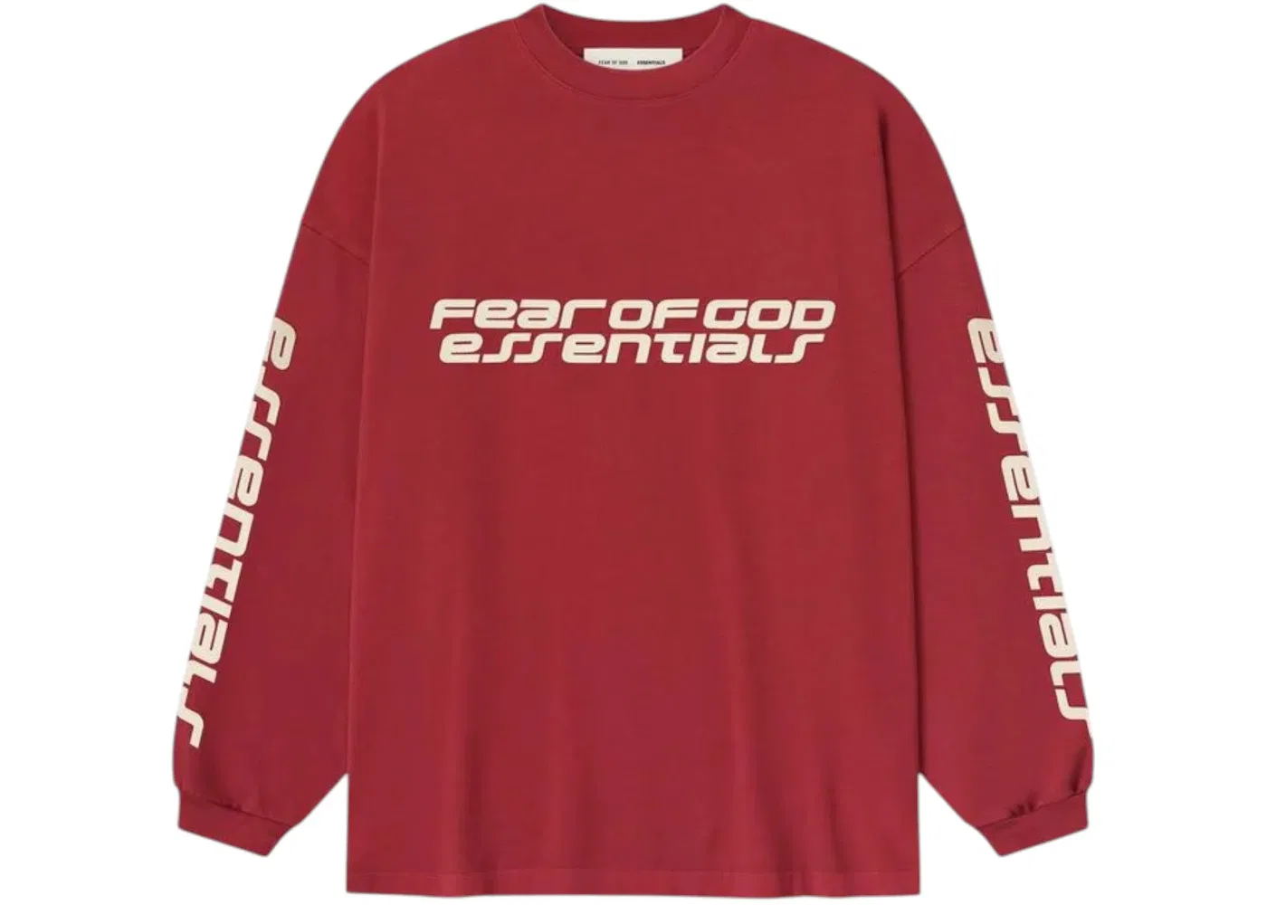 Мужская футболка с длинным рукавом Fear of God Essentials 90's Long Sleeve Tee, Crimson