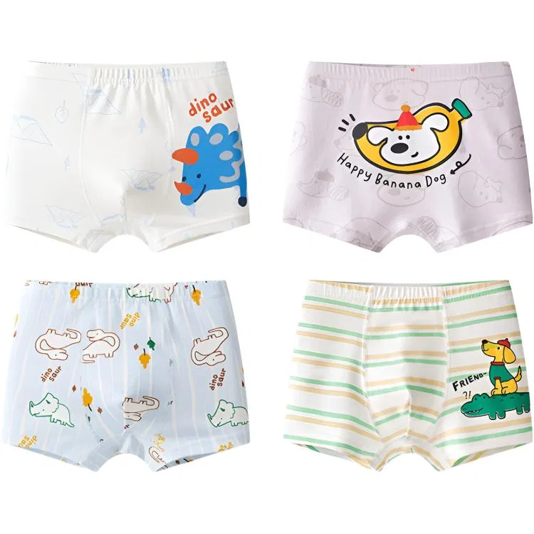 Детское нижнее белье хлопковое набор 4 штуки Red Bean, White + Grey + Blue + Green