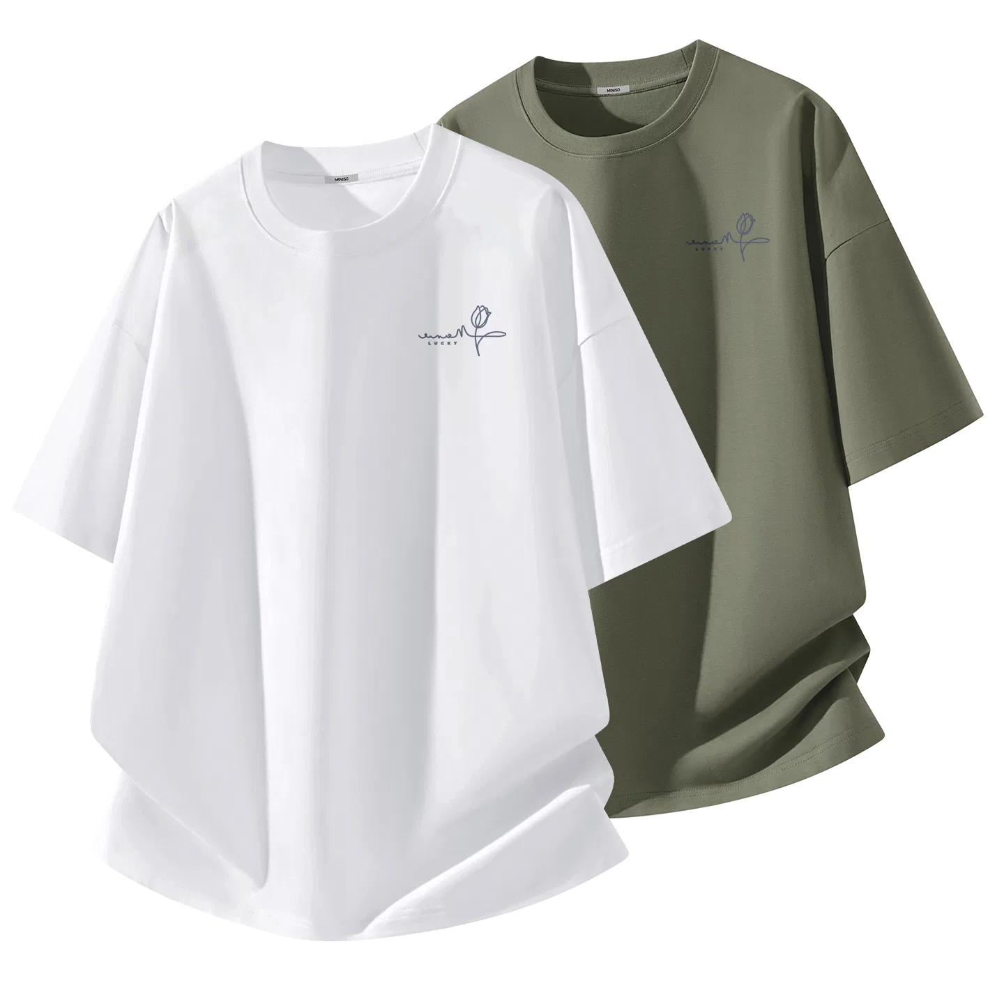 Футболка детская хлопковая MINISO, Khaki, Navy Blue — фото 3