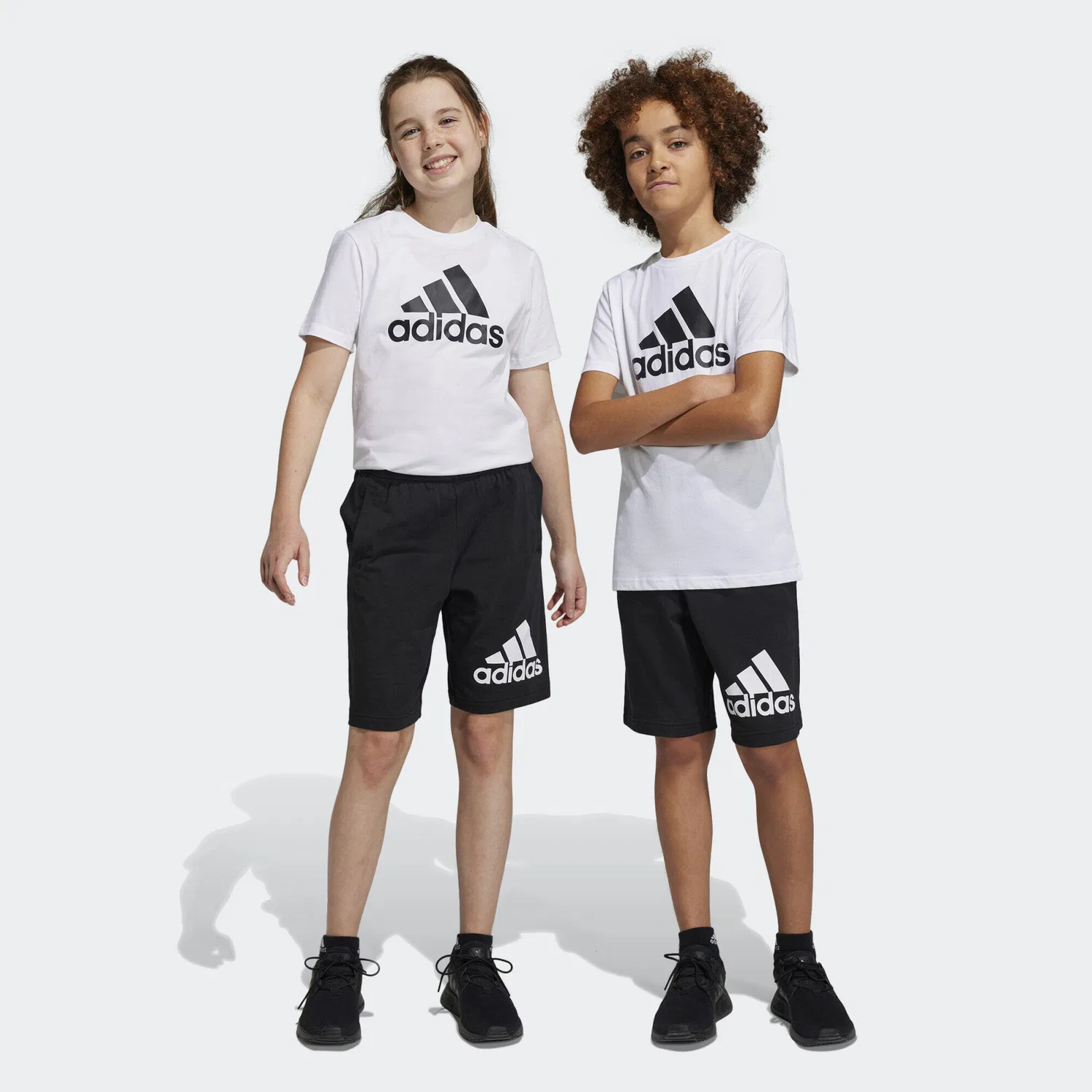 Детские шорты с логотипом Essentials Big Logo Cotton Shorts Adidas, Черный Белый
