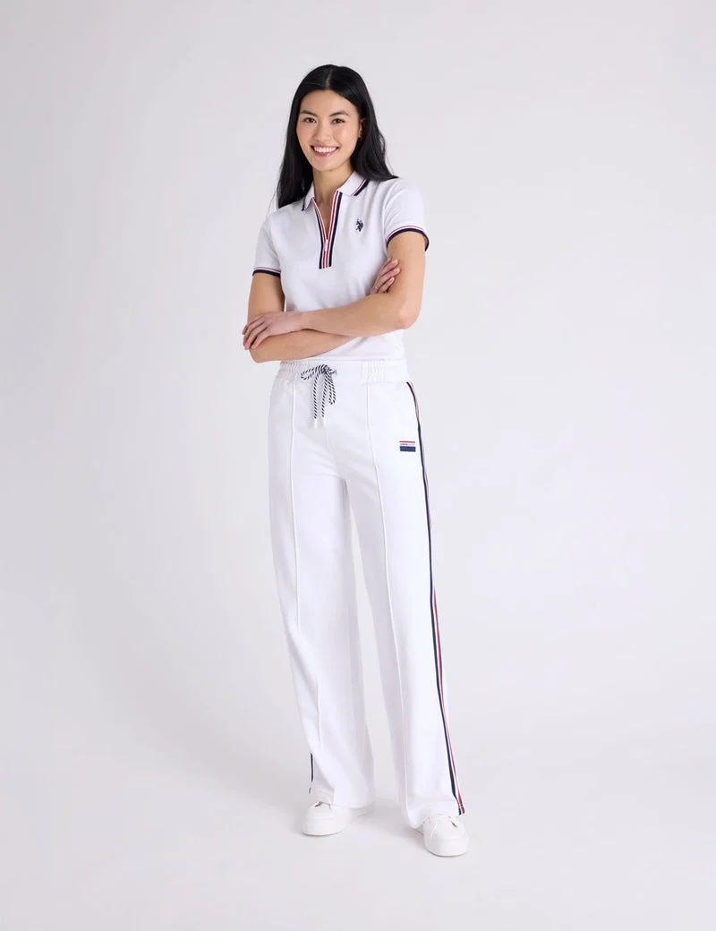Женская футболка-поло U.S. Polo Assn. Signature Stripe Zip Placket, белый — фото 3