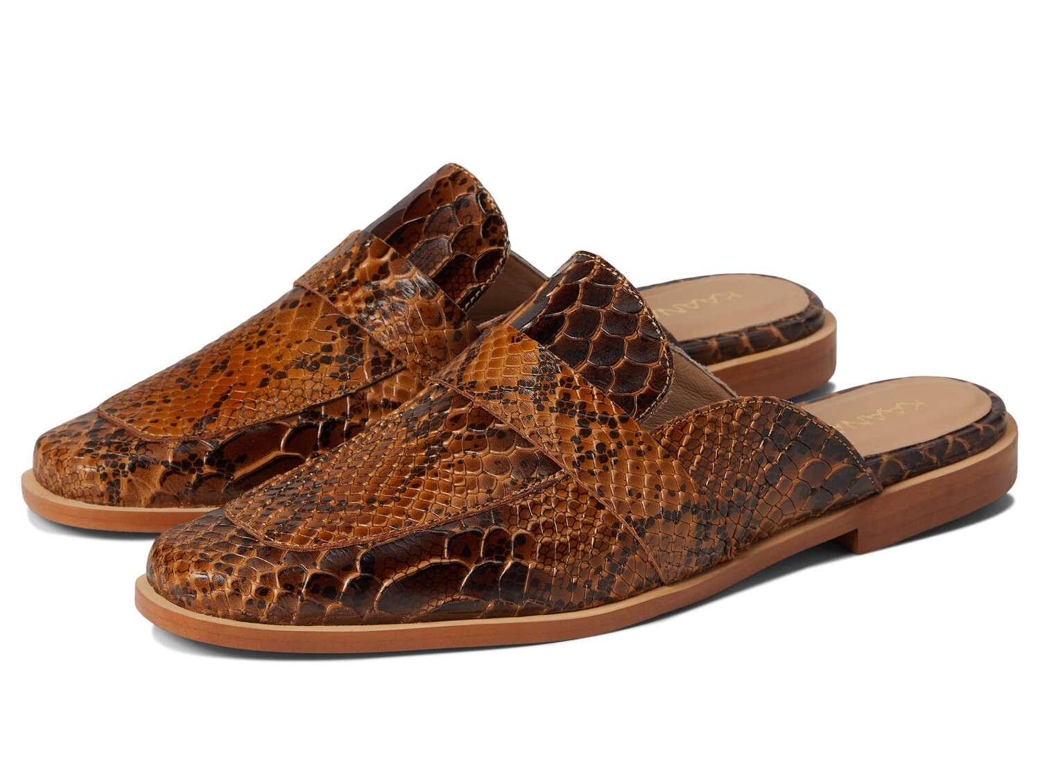

Мокасины KAANAS, Samara Snake-Embossed Square-Toe Mule