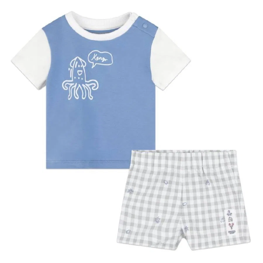 Комплект шорт и футболки с принтом Kids All-Over Graphic Print Shorts Set Kenzo, Blue