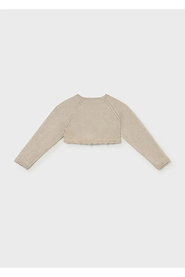 Детский кардиган-болеро для девочек с принтом Summer baby girl bolero cardigan Mayoral, Beige — фото 2