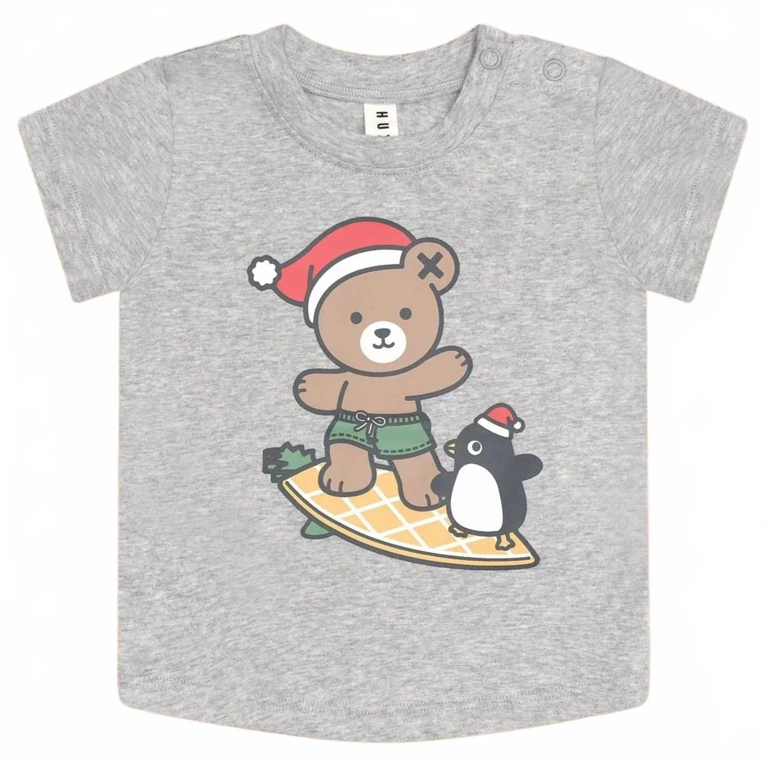 Детская футболка для мальчиков с коротким рукавом и принтом Surfn' Festive Hux Huxbaby, серый — фото 2