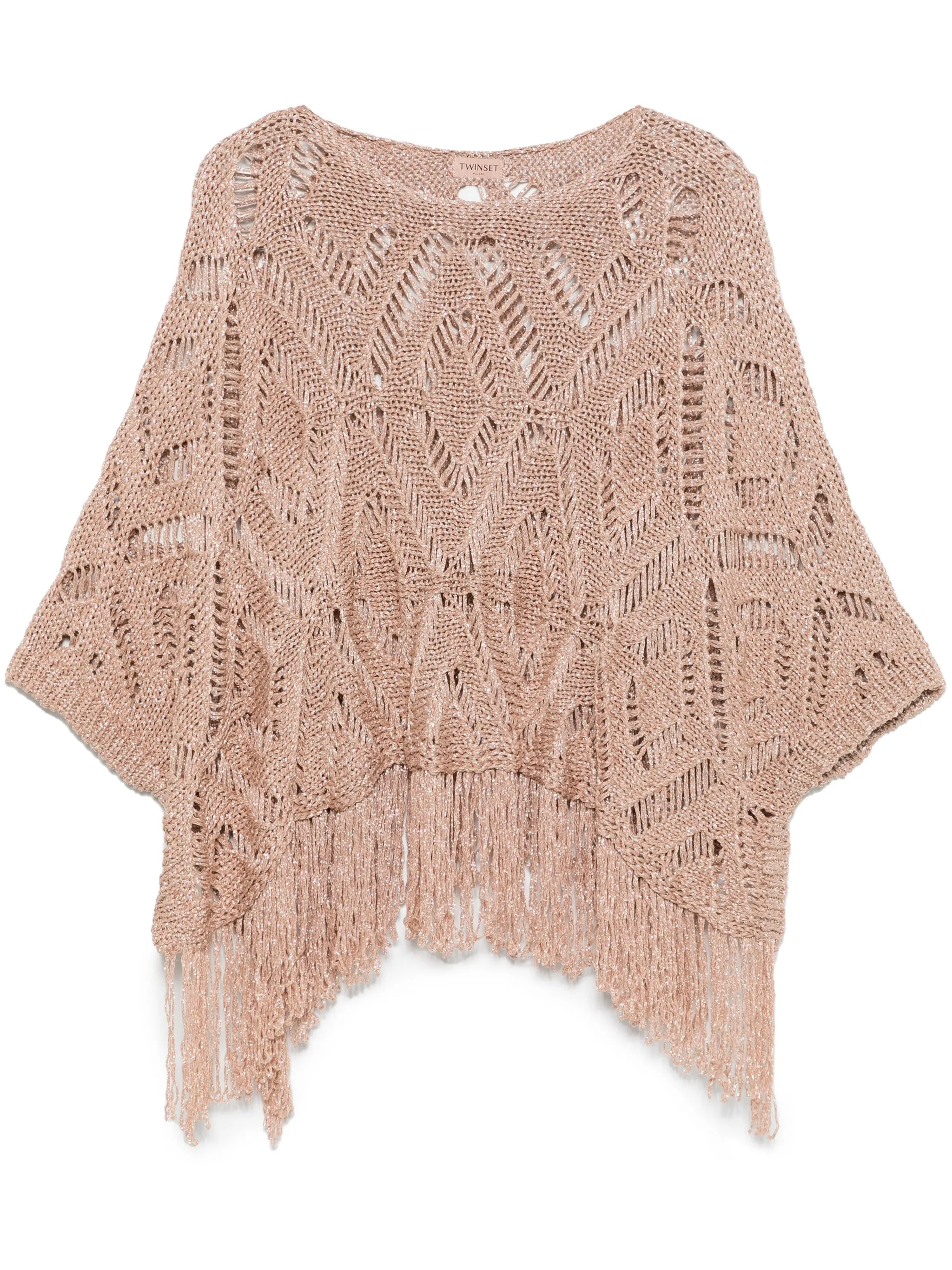 

Пончо рыхлой вязки Twinset, нейтральный