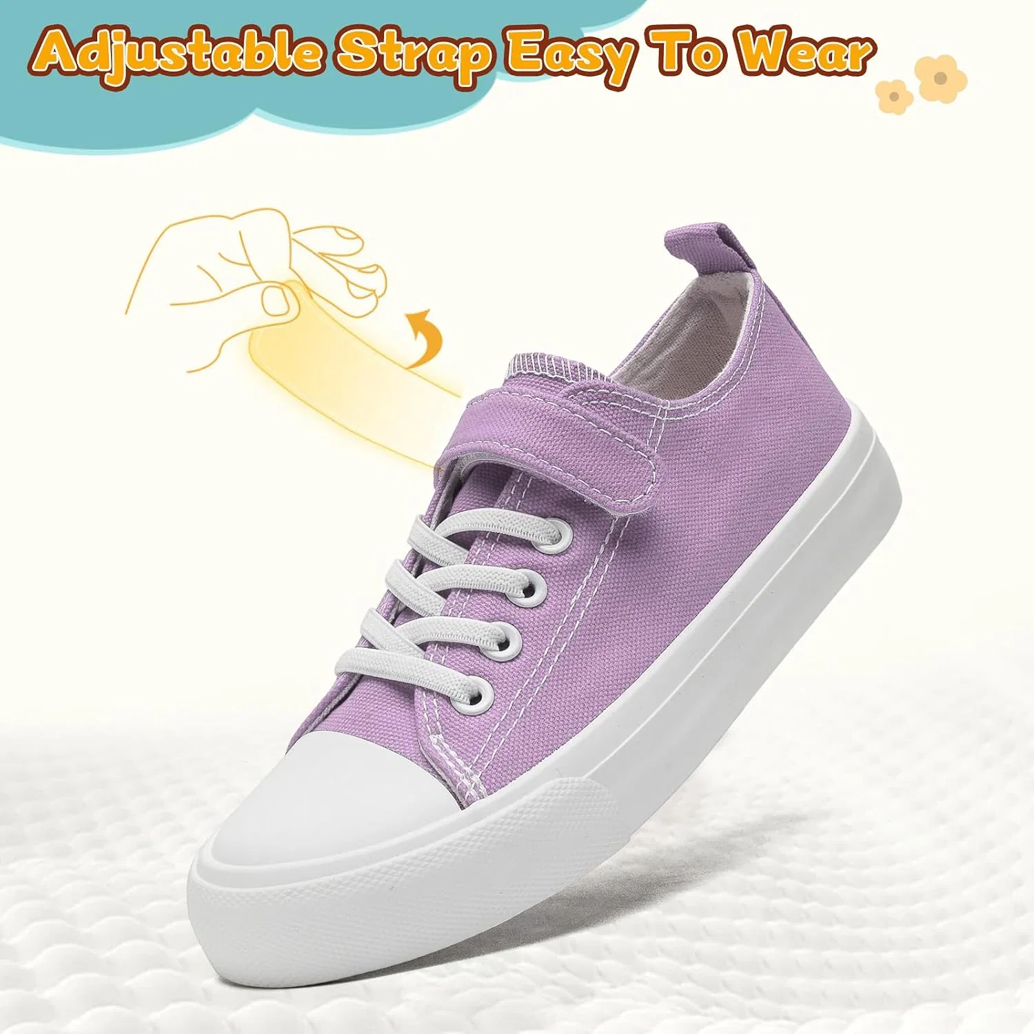 Детские кеды на шнуровке с регулируемым ремешком xinlanlin, Light Purple Low Top — фото 4