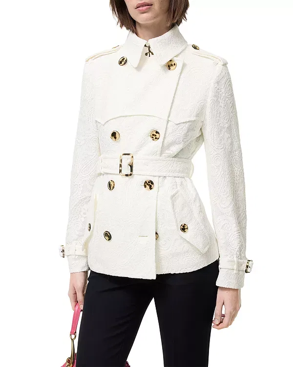 Женская куртка с принтом Foxfield Lace Paisley Double Breasted Jacket Burberry, Chalk — фото 3