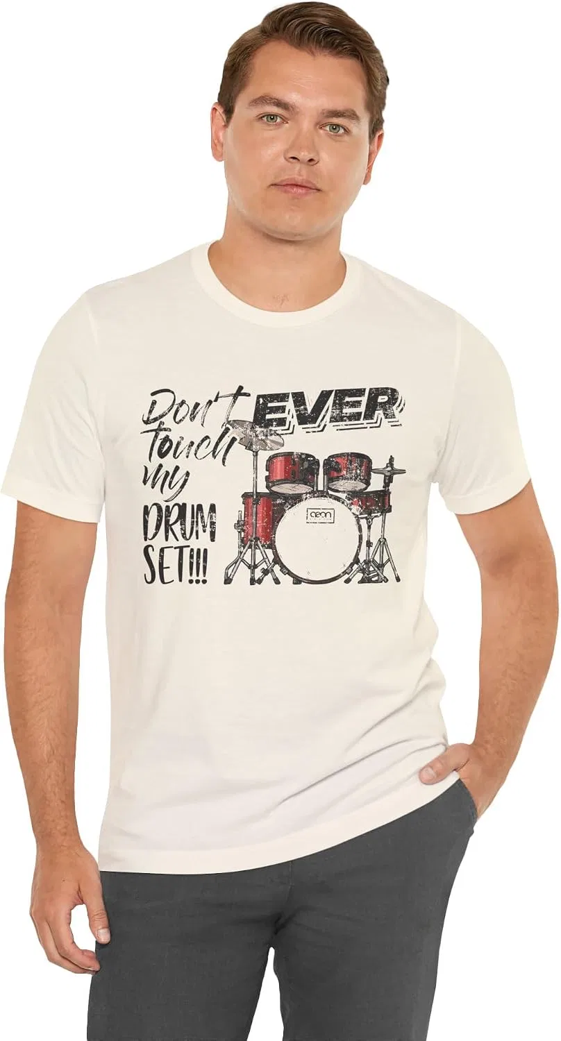 Футболка с принтом Don't Ever Touch My Drum Set, Natural — фото 4