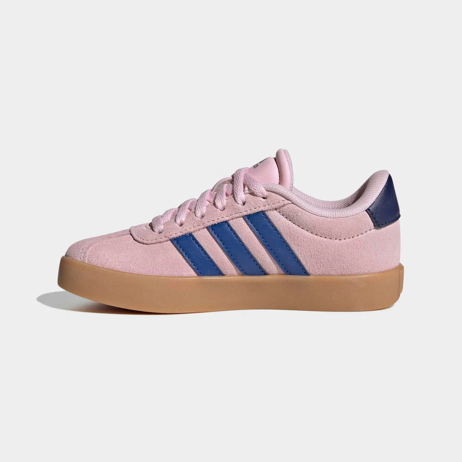 Детские кроссовки с замшевым верхом Adidas VL Court 3.0, Cloud White/Royal Blue/Clear Pink — фото 3