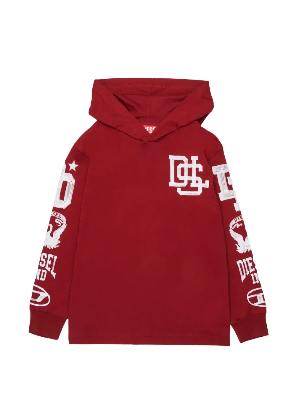 Худи с длинными рукавами и капюшоном Diesel Kids, красный