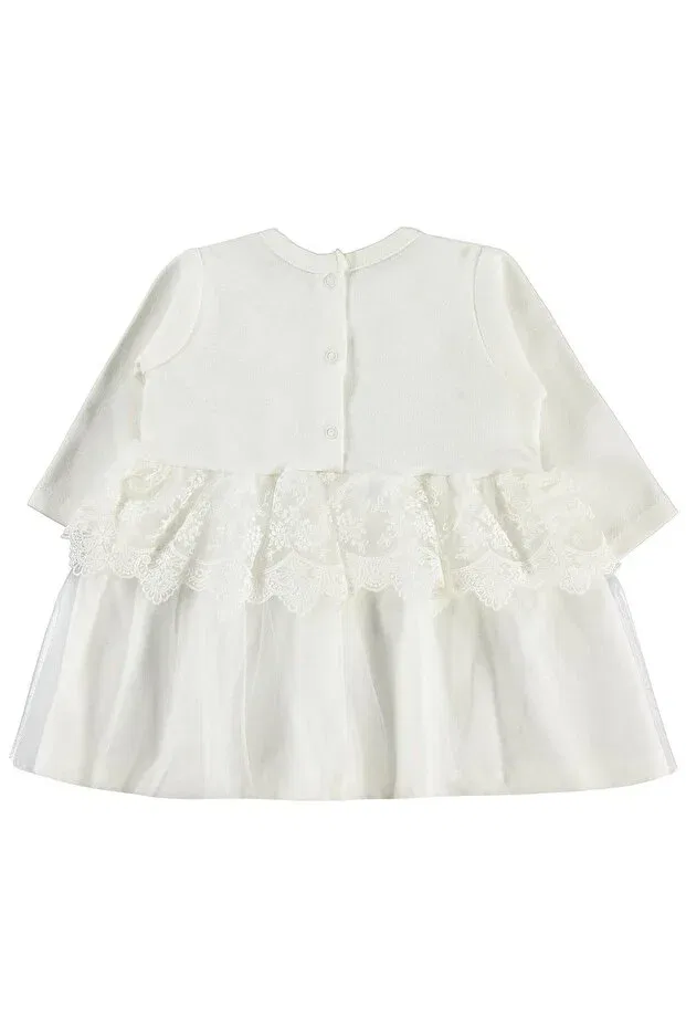 Детское платье для девочек с длинным рукавом Ruffle tulle dress Civil Baby, Ecru — фото 2