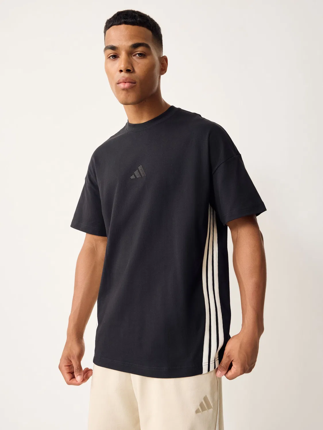 Футболка с полосками 3-Stripes Loose adidas, черный