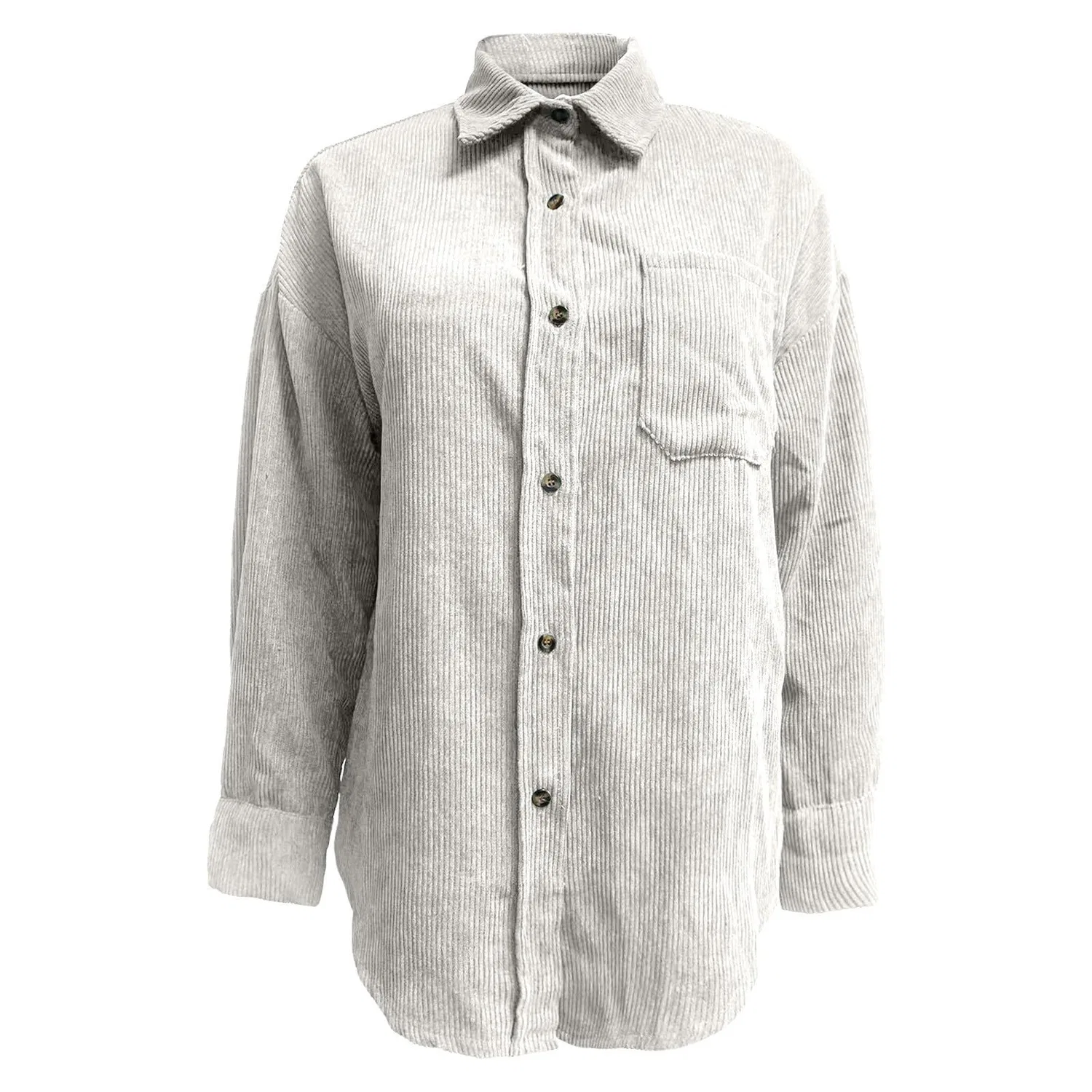 Женское пальто свободного кроя с отложным воротником Time Time Corduroy Coat Shirt, White — фото 4