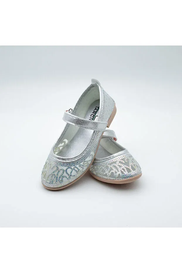 Детские балетки для девочек с принтом Arçın Shoes, Silver — фото 4