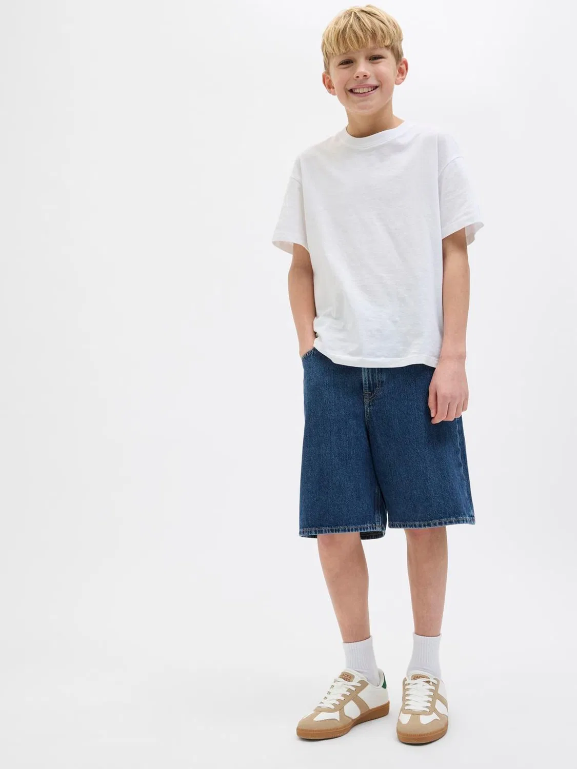 Шорты джинсовые свободного кроя Tony JACK & JONES JUNIOR, темно-синий — фото 2