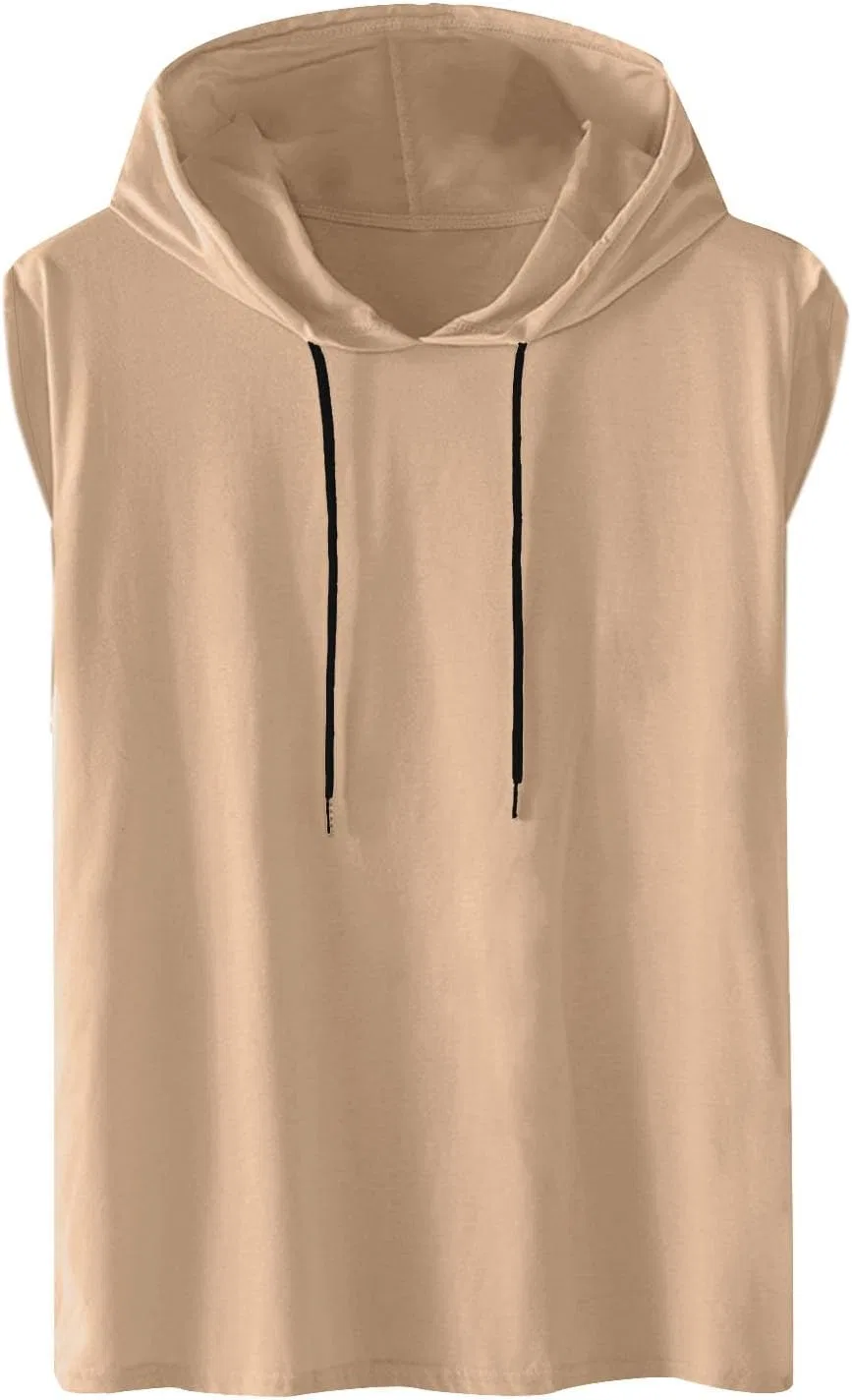 Мужская легкая футболка с капюшоном с завязками, C3-khaki