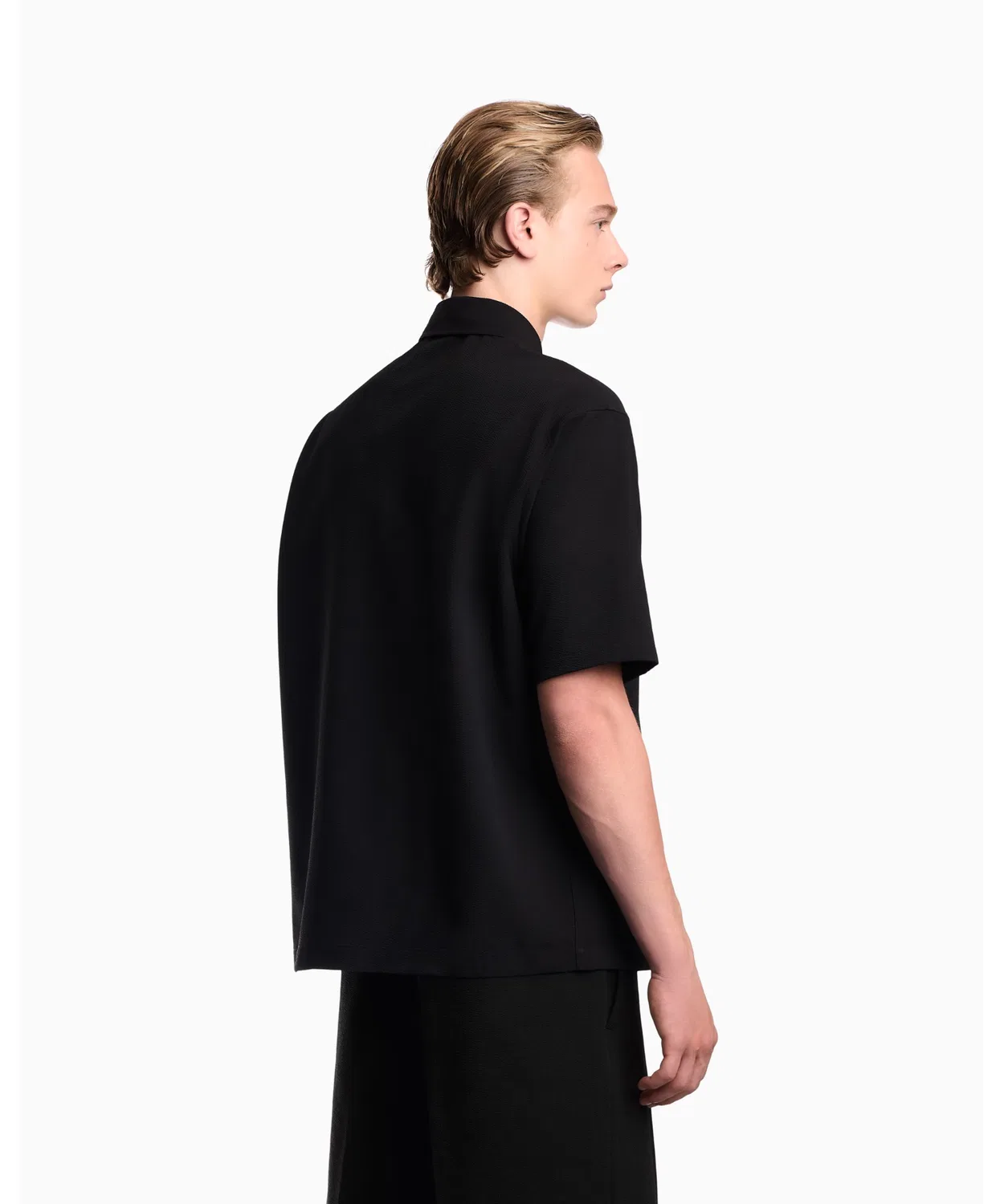 Мужская рубашка-пуховик с коротким рукавом Regular Fit Seersucker Emporio Armani, Navy — фото 3