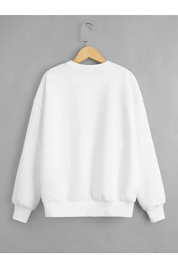 Детские свитшот для девочек с принтом White Blue Butterfly Butterfly Printed Lepold, White — фото 2