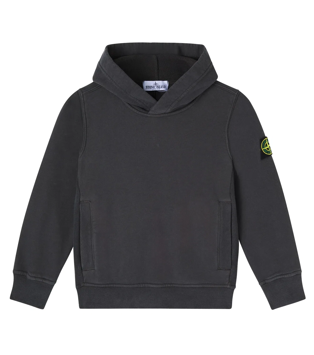 Худи с капюшоном из хлопкового джерси Stone Island Junior, серый
