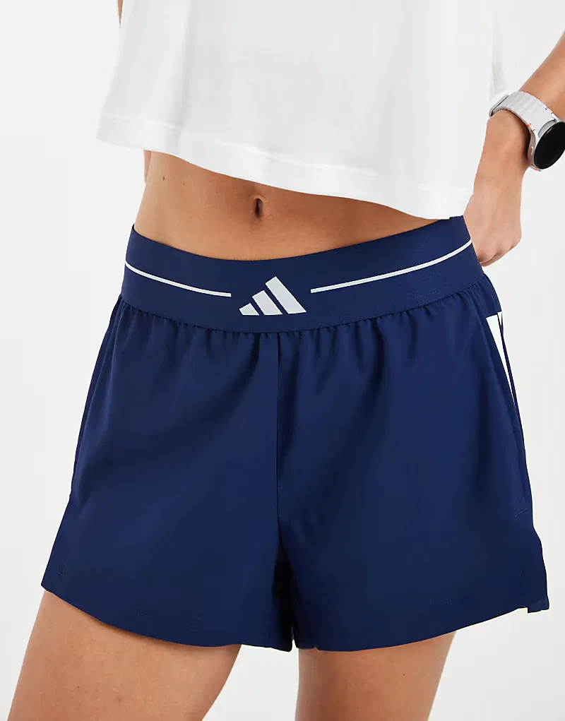 Тканые шорты Adidas Performance Hyperglam с тремя полосками, темно-синий
