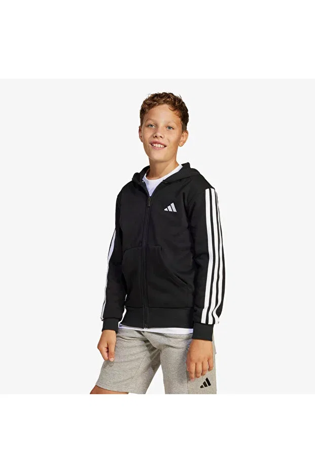 Детский спортивный костюм для девочек с капюшоном Essentials Full Zip Kids Black Tracksuit Top Adidas