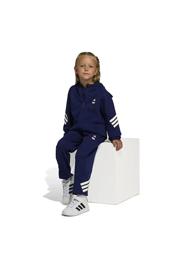 Детское худи для девочек с принтом Adidas, Blue — фото 2