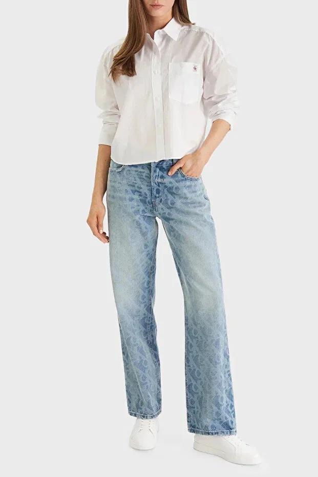 Женская рубашка хлопковая с коротким рукавом Calvin Klein, White