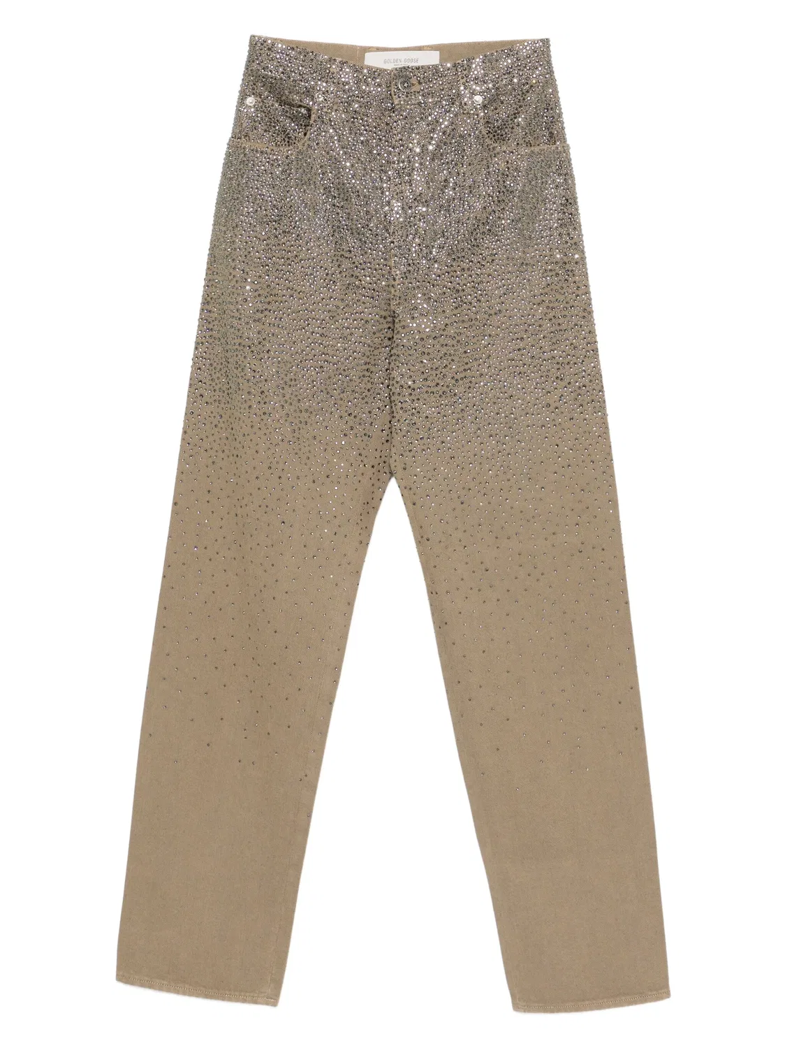 Джинсы, украшенные кристаллами Swarovski Golden Goose, нейтральные