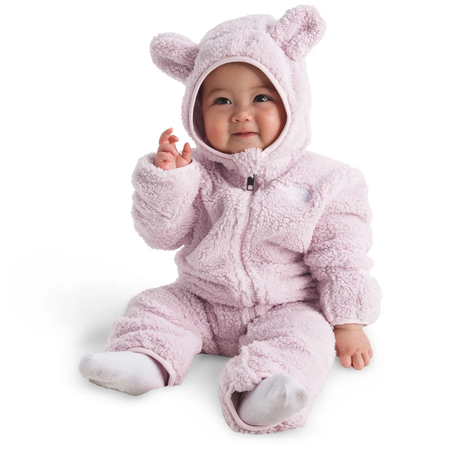 Комбинезон-боди утепленный с капюшоном и медвежьими ушками Baby Campshire One-Piece The North Face, Pale Blossom — фото 2