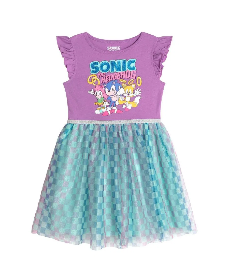 Платье-трапеция с принтом Sonic The Hedgehog, Purple and Teal