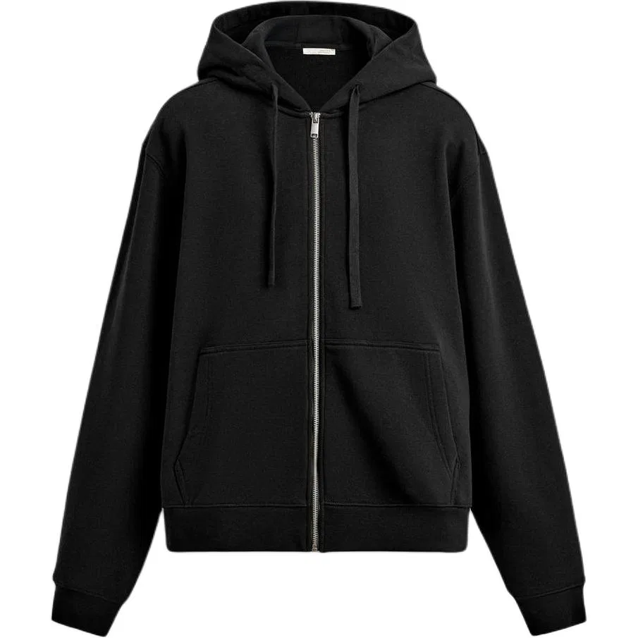 Мужская толстовка с капюшоном, свободный крой, черный, ZARA, Black