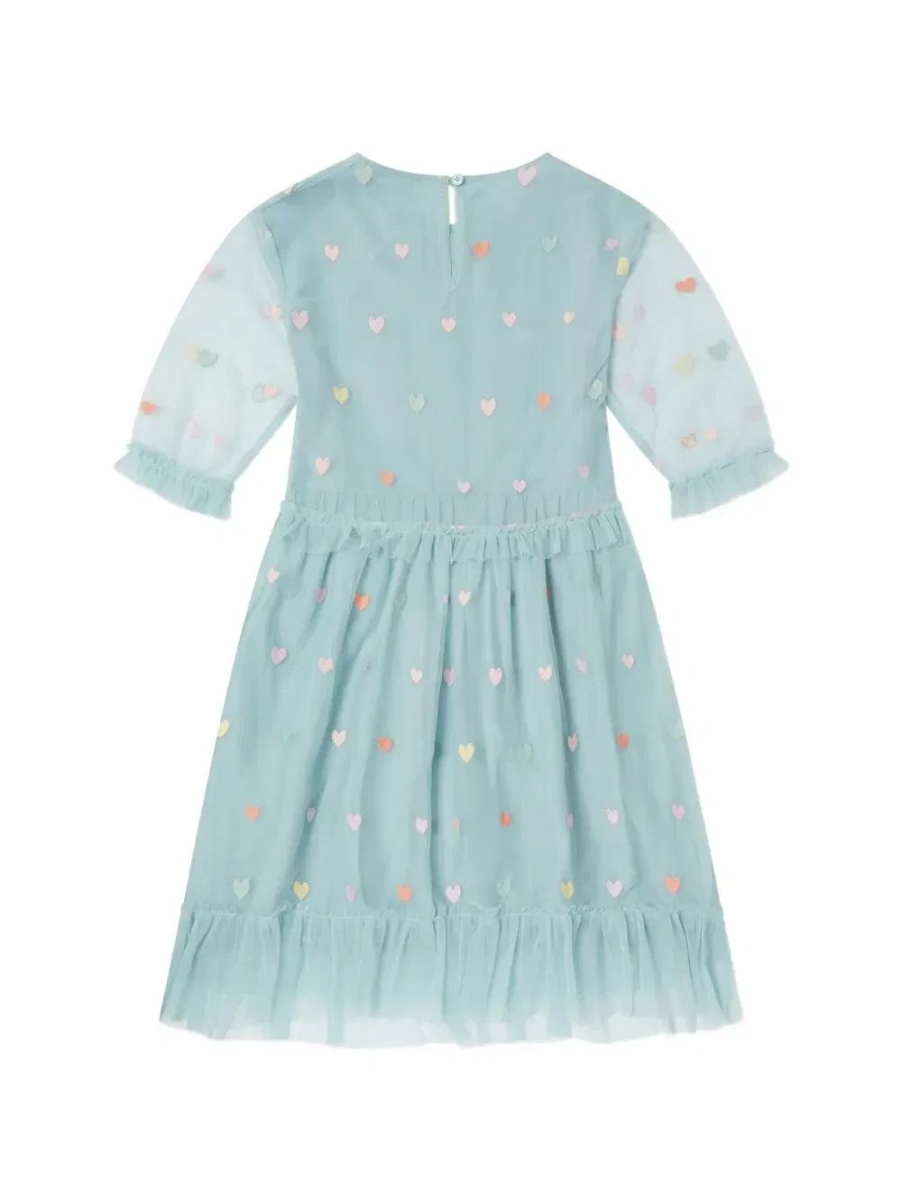 Платье с вышивкой в форме сердца и оборками Stella McCartney Kids, синий — фото 2