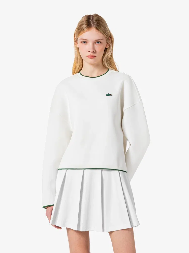 Футболка спортивная LACOSTE женская, с круглым вырезом, полиэстер, белая — фото 4