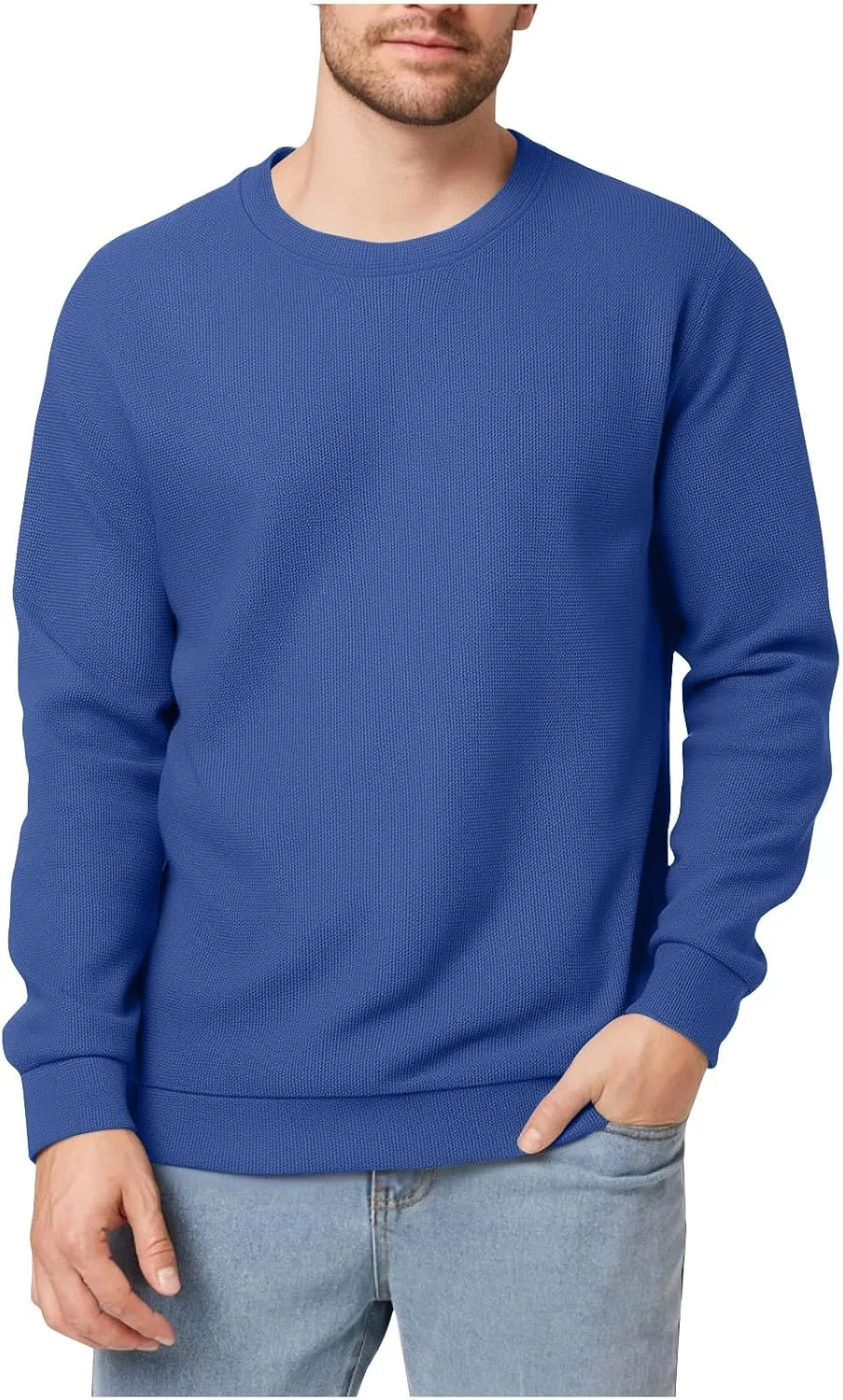 Мужская футболка с длинным рукавом повседневная, Blue