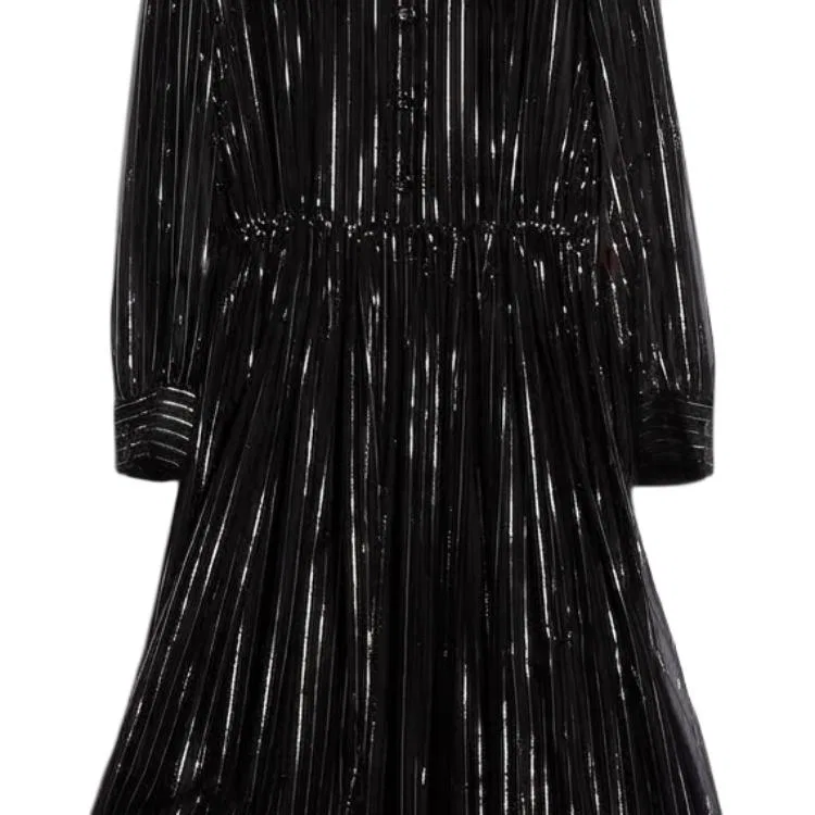 Женское платье с длинным рукавом миди с плиссированной юбкой GUCCI, Black — фото 3