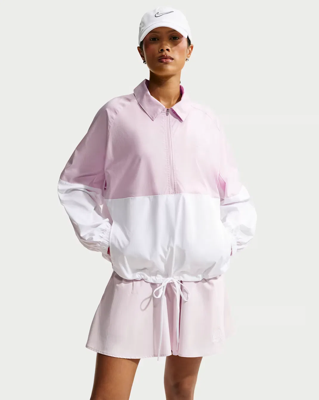 Женская объемная куртка из поплина на молнии до середины груди Nike Sportswear, Bleached Lilac/White/White — фото 3