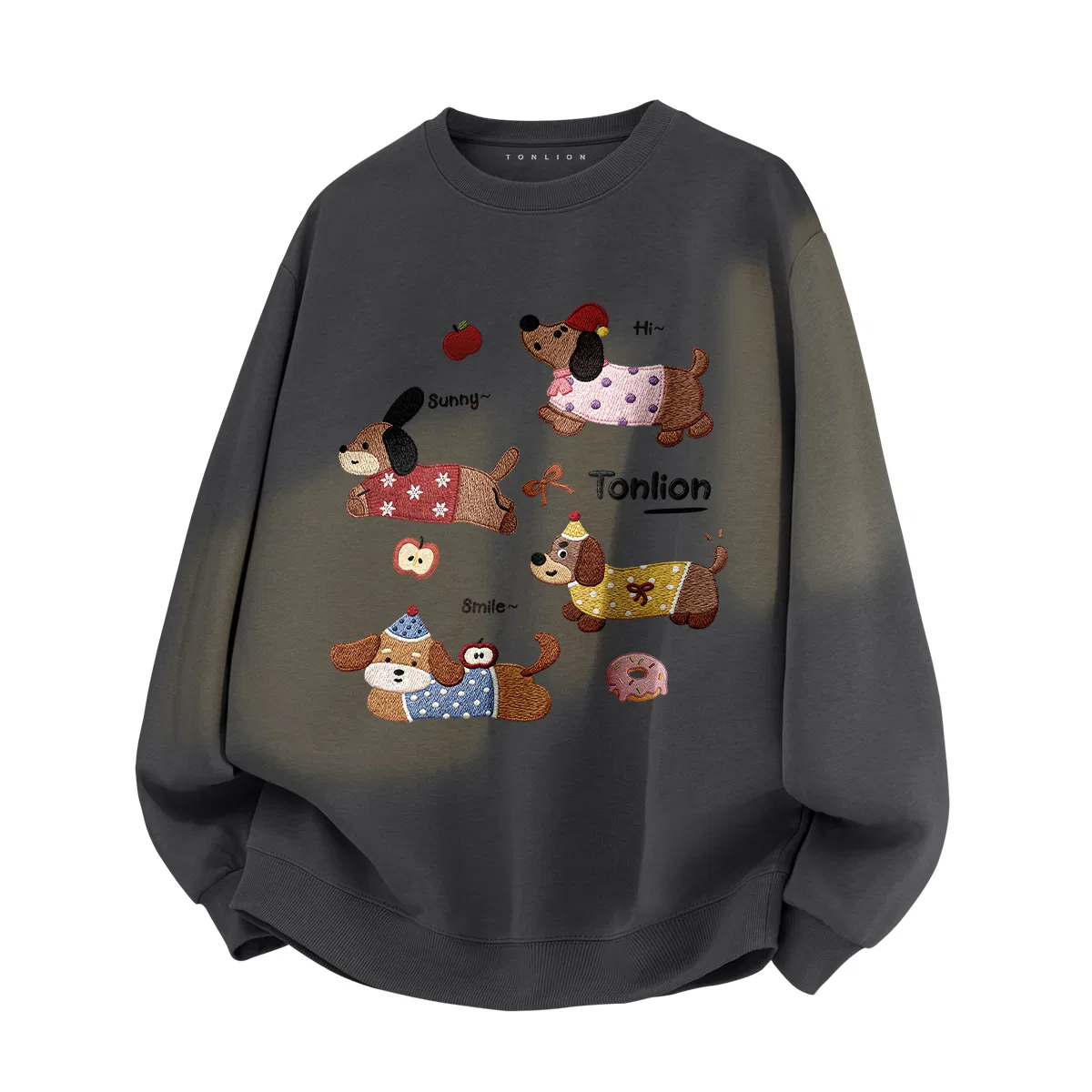 Детский свитшот с принтом Tonlion, Цвет: (Spring and Autumn Thin Style)Dark Gray (t Warm and Cute Pet)