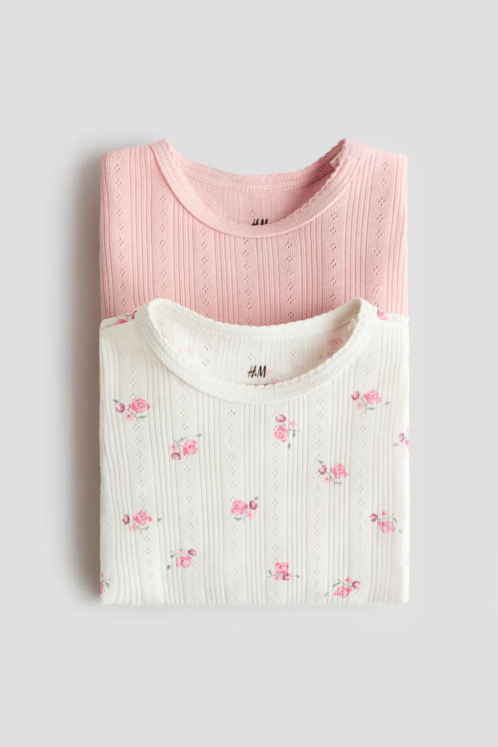 Комплект из 2 ажурных боди из хлопка H&M, Hellrosa/Geblümt — фото 2