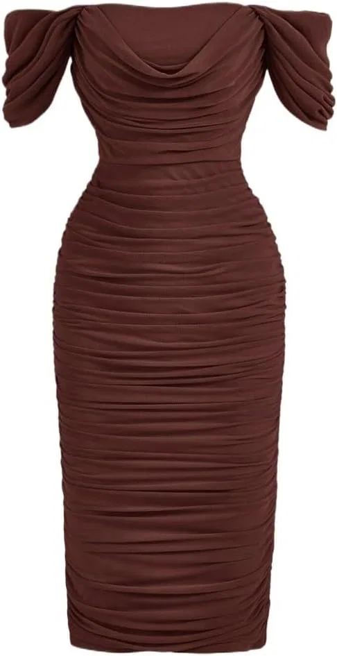 Женское облегающее платье с воланами Bodycon, Brown
