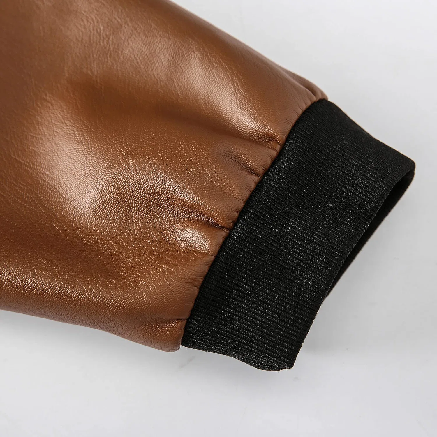 Мужская куртка из экокожи с воротником-стойкой Retro Winter Jacket, Zzzz01-Brown — фото 4