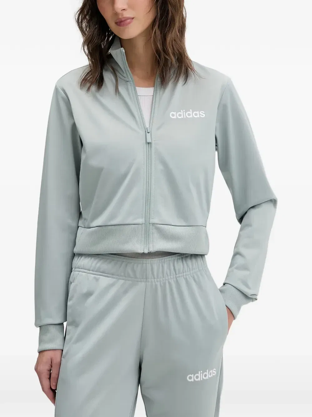 Гламурный спортивный костюм с логотипом Adidas, зеленый