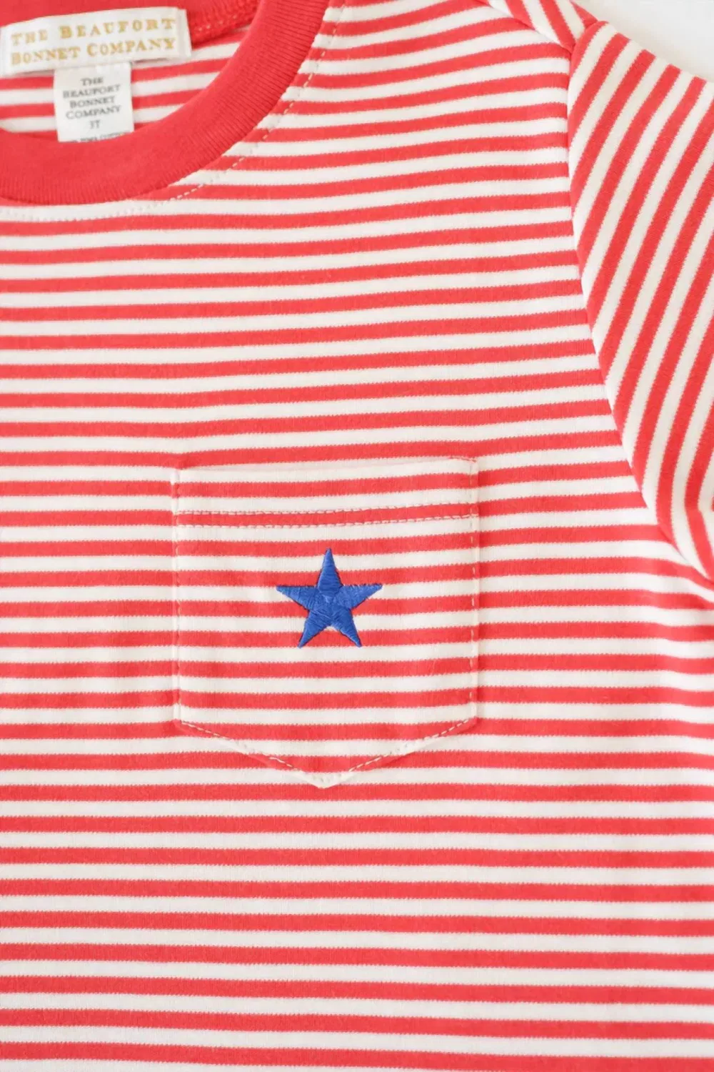 Детская футболка для мальчиков с коротким рукавом из хлопка пима Richmond Red Stripe The Beaufort Bonnet Company, Richmond Red Stripe — фото 3