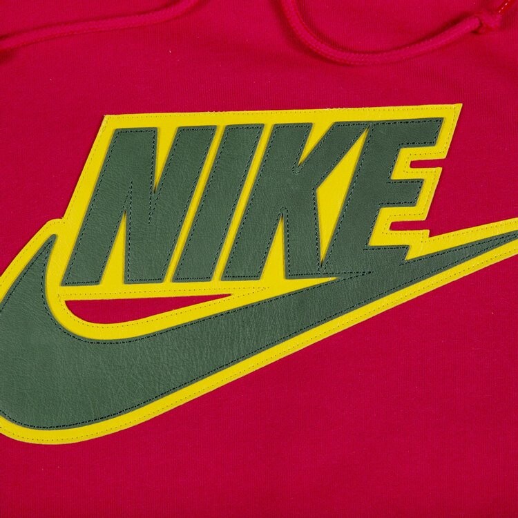 Толстовка Supreme x Nike Leather Appliqué Hooded Sweatshirt 'Red', красный — фото 3