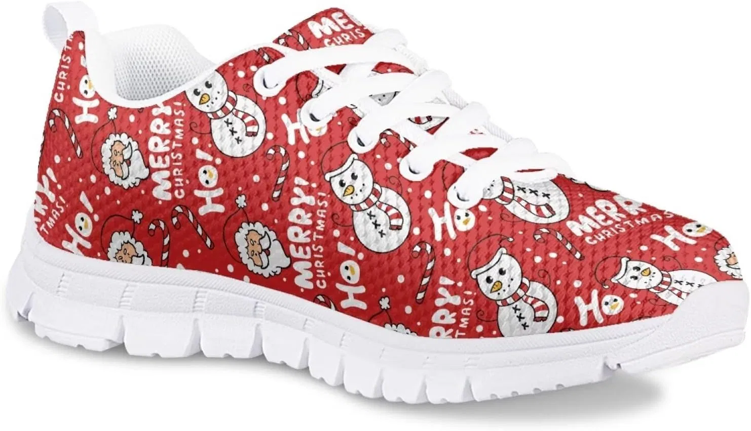 Детские кроссовки для бега с принтом Suhoaziia, Santa Claus Red Snowman — фото 4