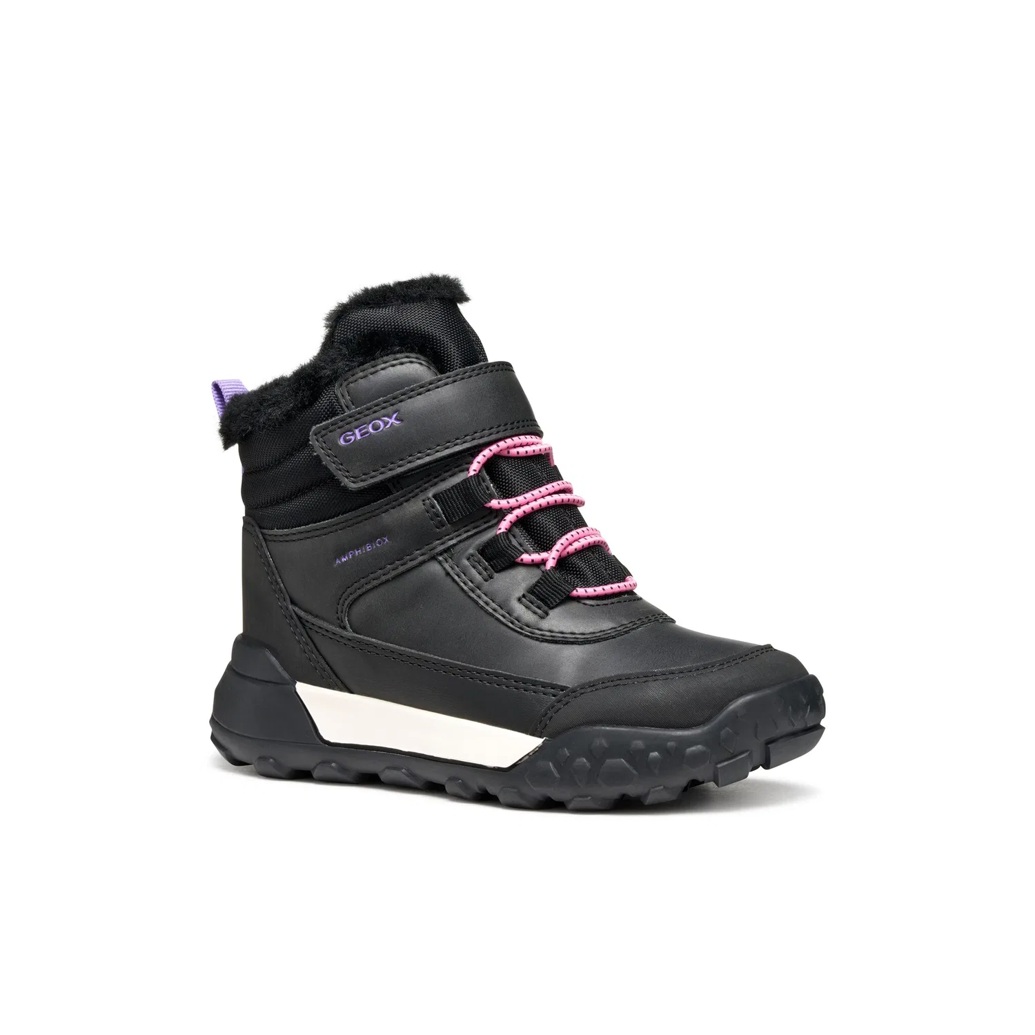 Детские зимние ботинки с мембраной Geox, Black/Purple