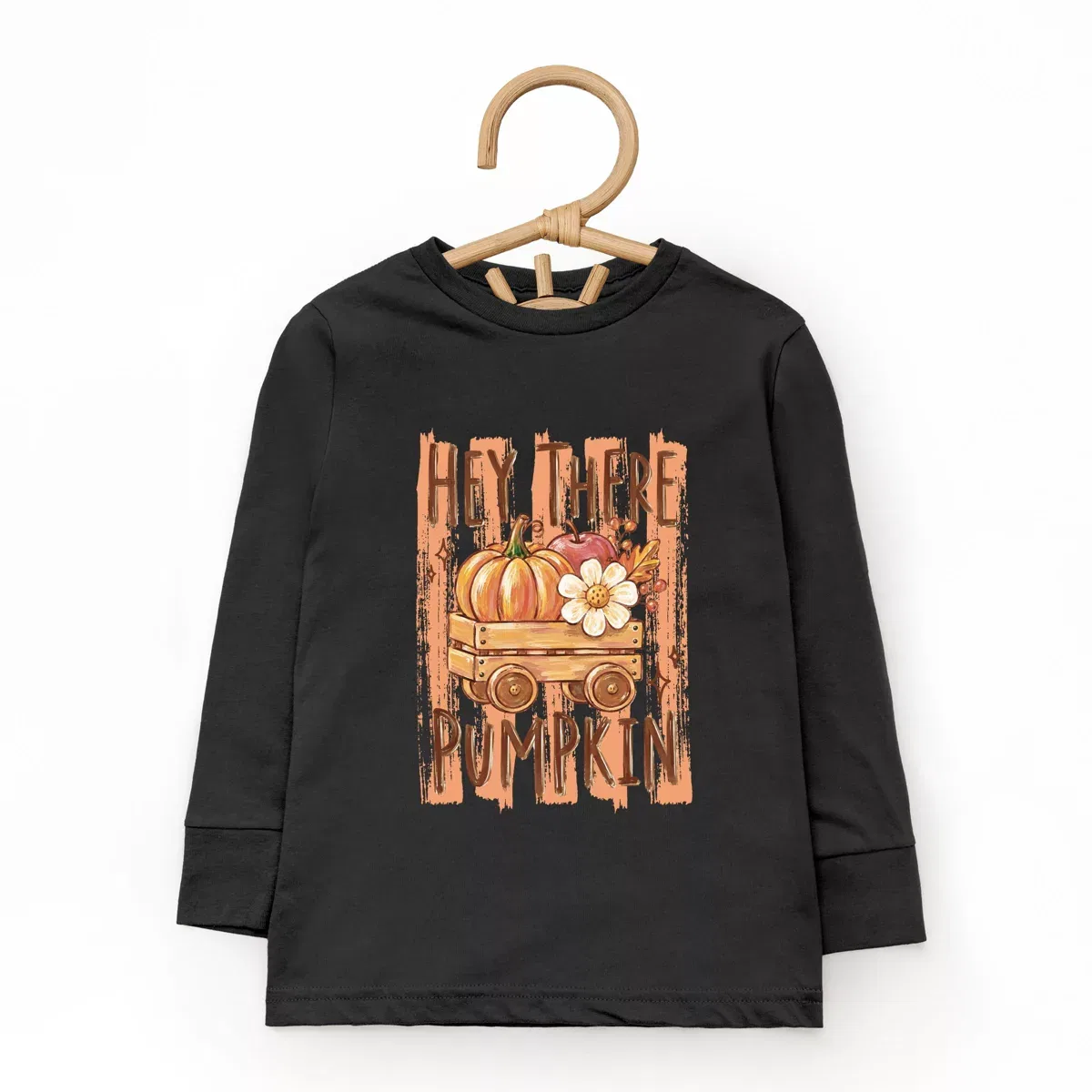 Детская футболка с длинным рукавом с принтом Hey There Pumpkin Stripes The Juniper Shop, White — фото 2