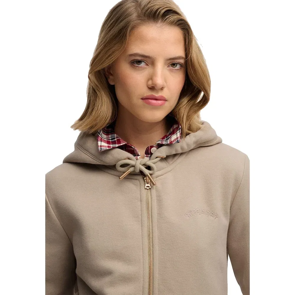 Худи на молнии Superdry Essential Logo, бежевый — фото 4
