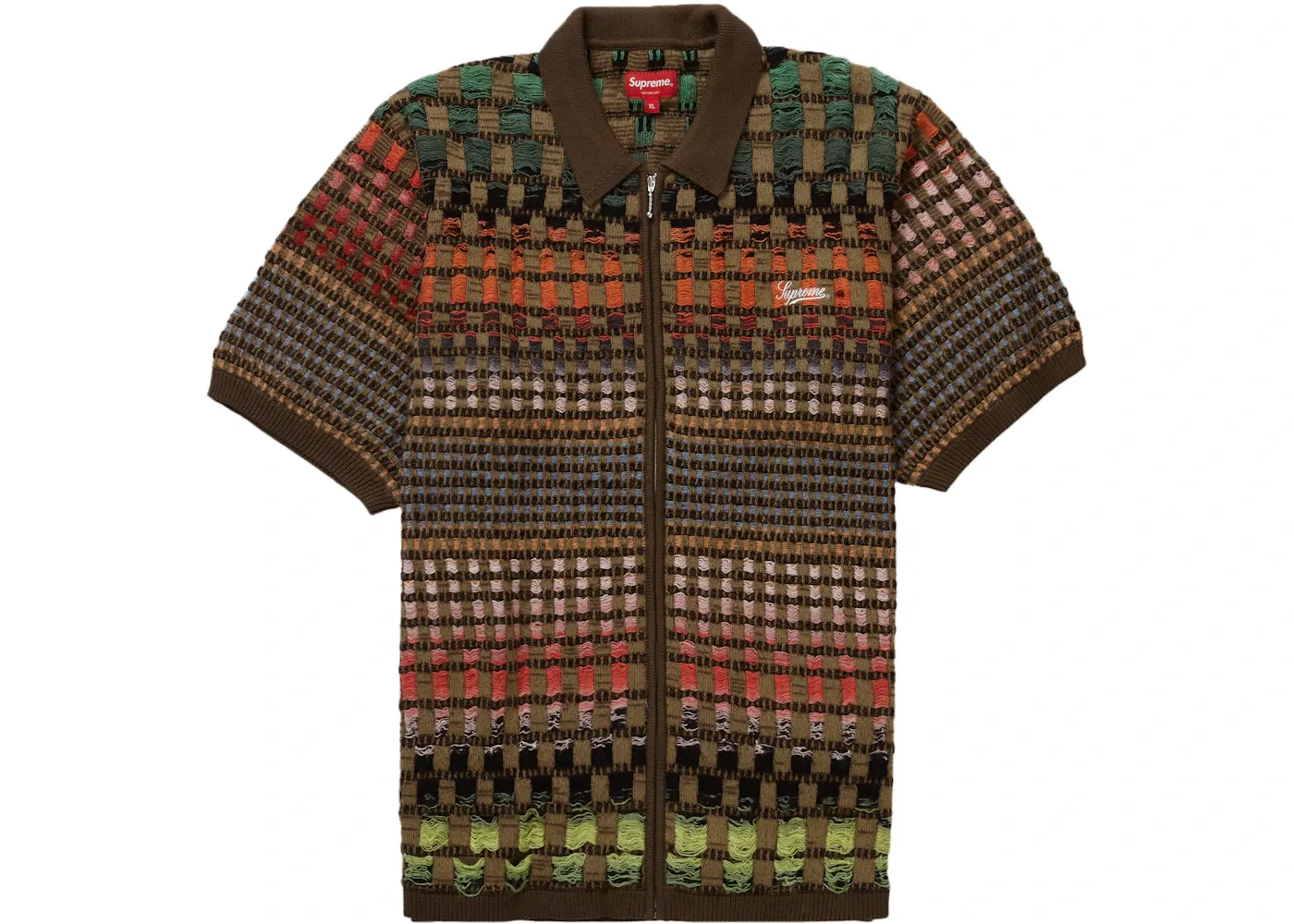 Мужское поло Gradient Grid Zip Up Supreme, Brown