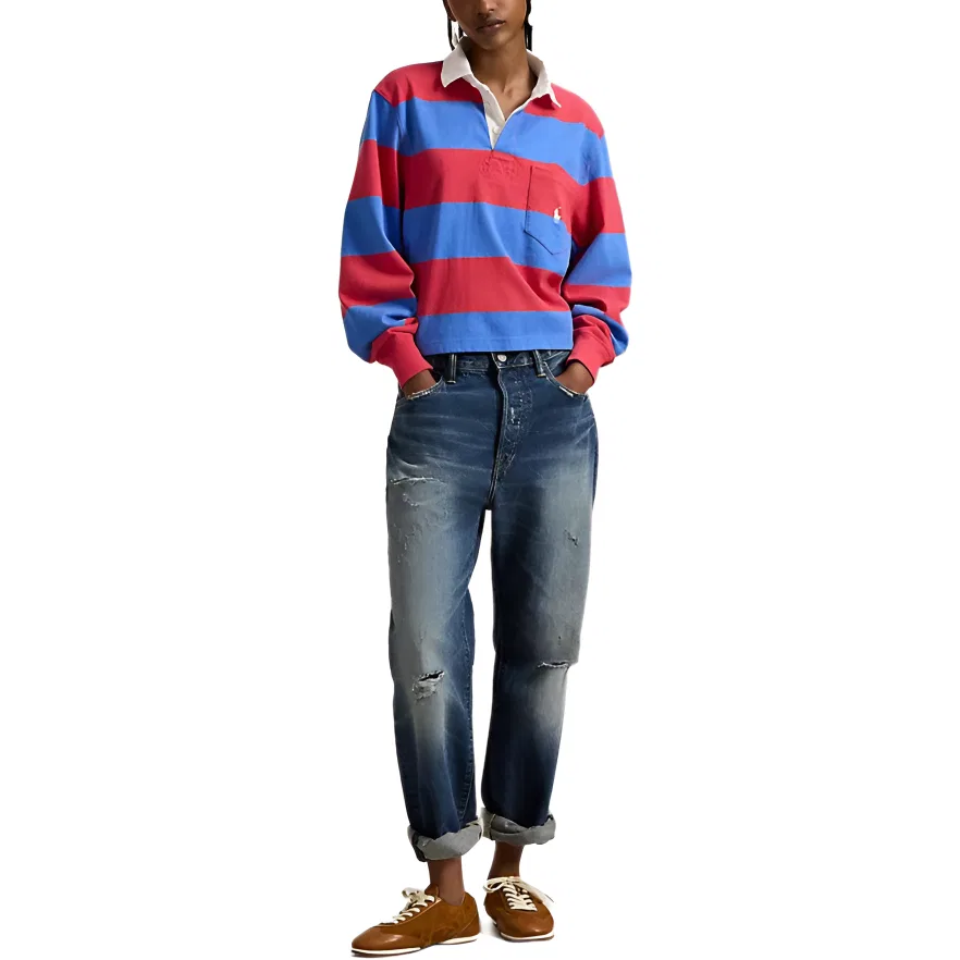 Женское поло свободного кроя Polo Ralph Lauren, Sunset Red/Greenwich Blue — фото 3